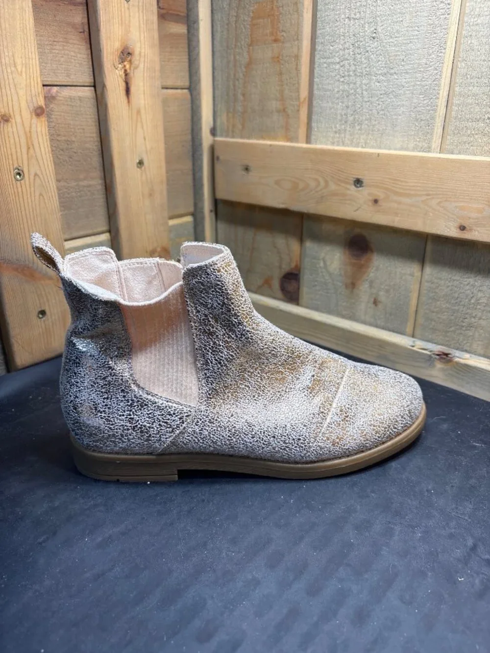 TOMS Youth Girls 10020134 Metallic Chelsea Boots Size US 4 UK 3 EU 36 Booties